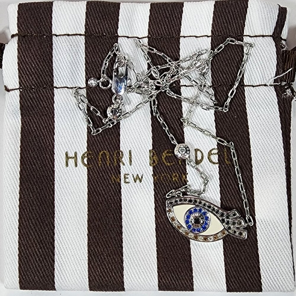 HENRI BENDEL Eye Pendant in Silver - NEW